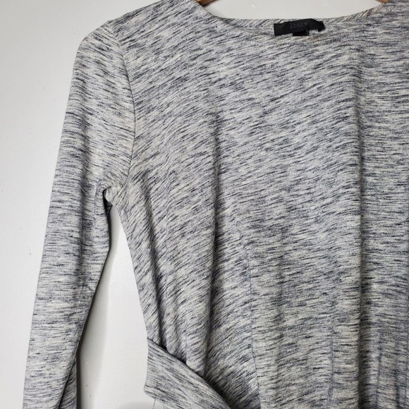 J. Crew Belted Cross Back Long Sleeve Top Gray Size XS - Picture 2 of 8